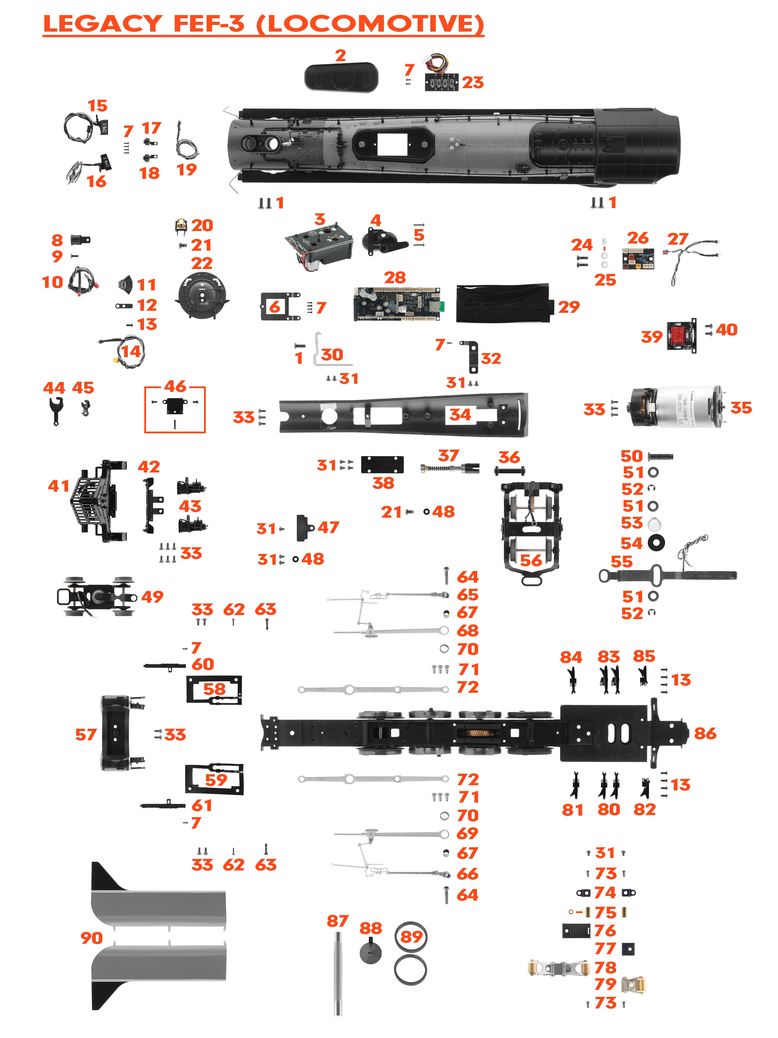 Union Pacific #844 - Grey/Yellow PARTS BREAKDOWN (LOC ONLY)